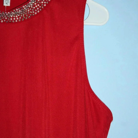 ANNALEE + HOPE Made in the USA Swing Dress Pearl Mock Neck Sleeveless Red XL - Picture 4 of 15